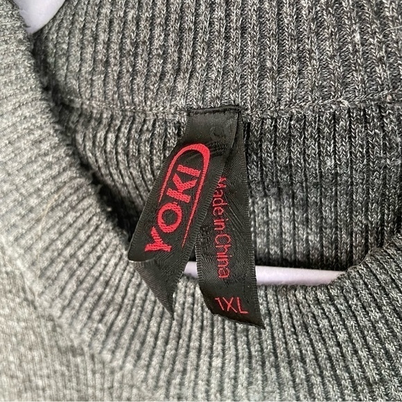 YOKI Gray Ribbed Cut Out Lace Up Slim Fit Sweater - Picture 2 of 4